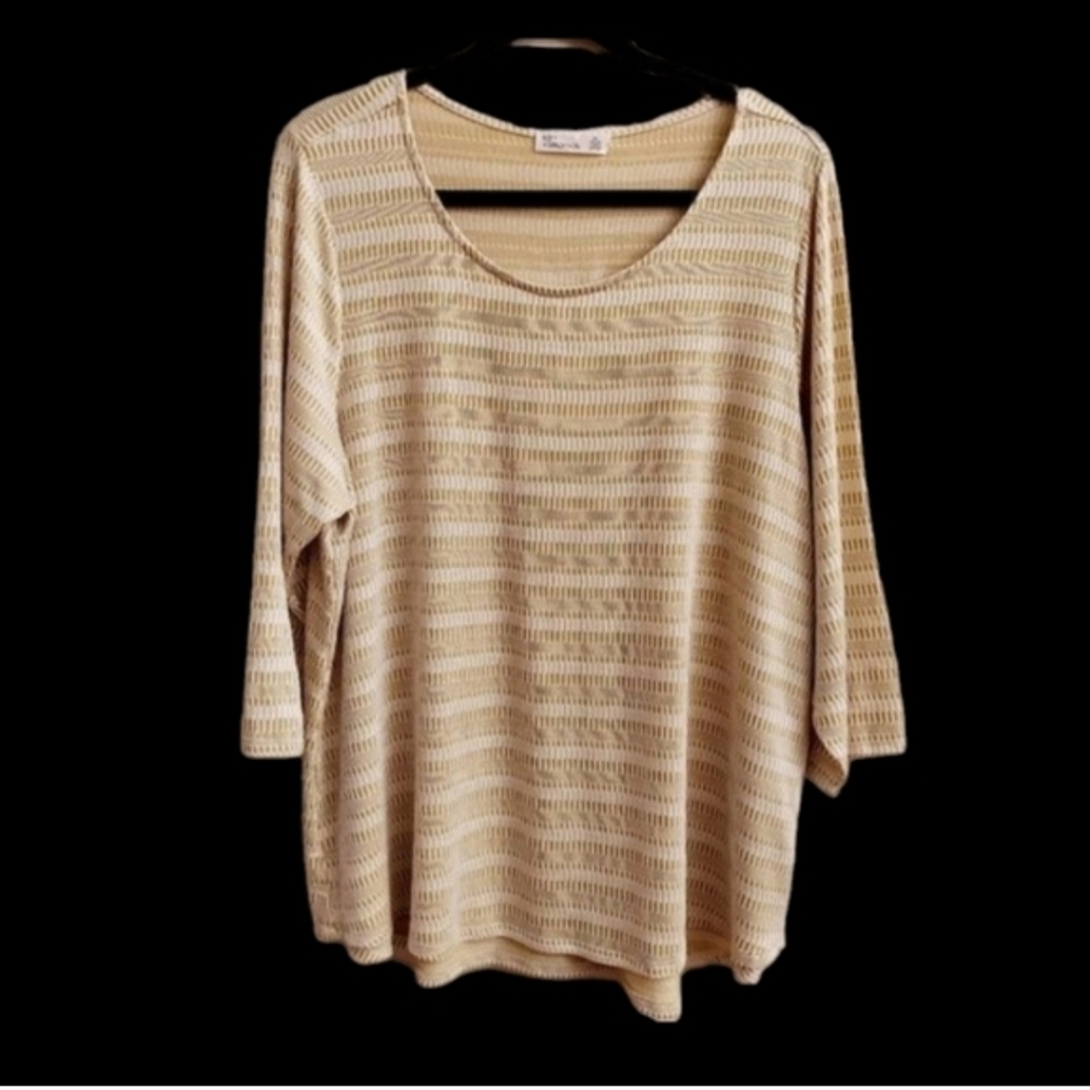 NEW 89th & MADISON Striped Pattern Scoop Neck Flowy Pullover Top